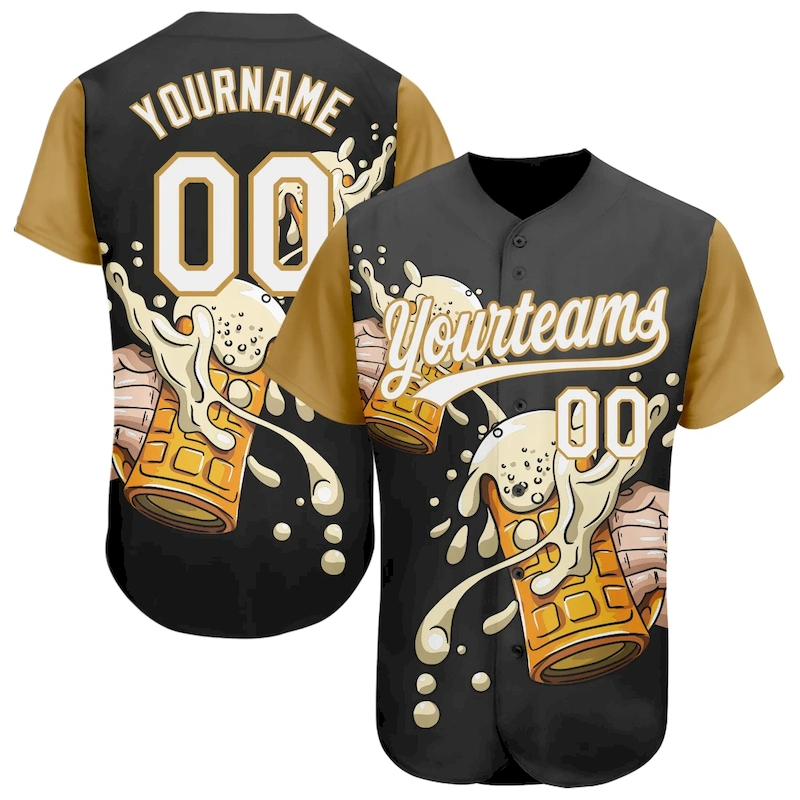 3DPattern2109_8aa92a70-43d1-46bc-b40f-51029ec27c0f.webp Custom Black White-Old Gold 3D Pattern Design Beer Festival Authentic Baseball Jersey - Image 1