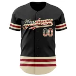 Custom Black Vintage USA Flag-Cream Line Authentic Baseball Jersey - Image 2