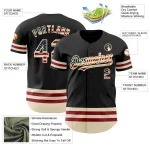 Custom Black Vintage USA Flag-Cream Line Authentic Baseball Jersey - Image 3