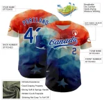 Custom Red Royal-White 3D American Flag Patriotic Authentic Baseball Jersey - Image 3
