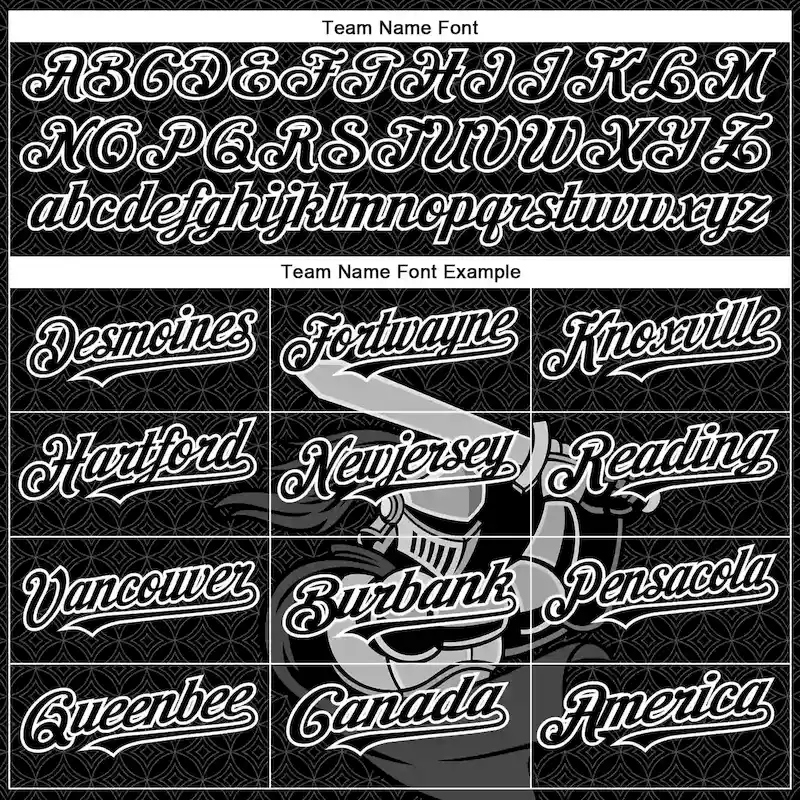 3DPattern5074-3.webp Custom Black White 3D Pattern Design Knight Hero Art Authentic Baseball Jersey - Image 4