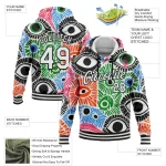Custom Stitched White Black 3D Pattern Design Evil Eyes Sports Pullover Sweatshirt Hoodie - Image 2