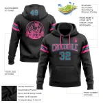 Custom Stitched Black Teal-Pink Football Pullover Sweatshirt Hoodie - Image 2