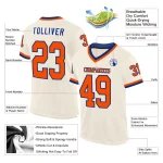 Custom Cream Orange-Royal Mesh Authentic Throwback Football Jersey - Image 2