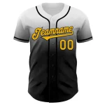 Custom White Gold-Black Authentic Fade Fashion Baseball Jersey - Image 2