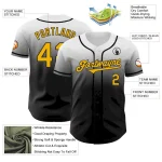 Custom White Gold-Black Authentic Fade Fashion Baseball Jersey - Image 3