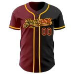 Custom Black Crimson-Gold Authentic Gradient Fashion Baseball Jersey - Image 2