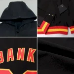 Custom Royal Black-White Marlin Fish Fishing 3D Bomber Full-Snap Varsity Letterman Hoodie Jacket - Image 2