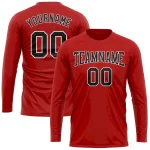 Custom Red Black-White Long Sleeve Performance T-Shirt - Image 2