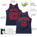 Custom Navy Red-Old Gold Authentic Throwback Basketball Jersey - Image 2
