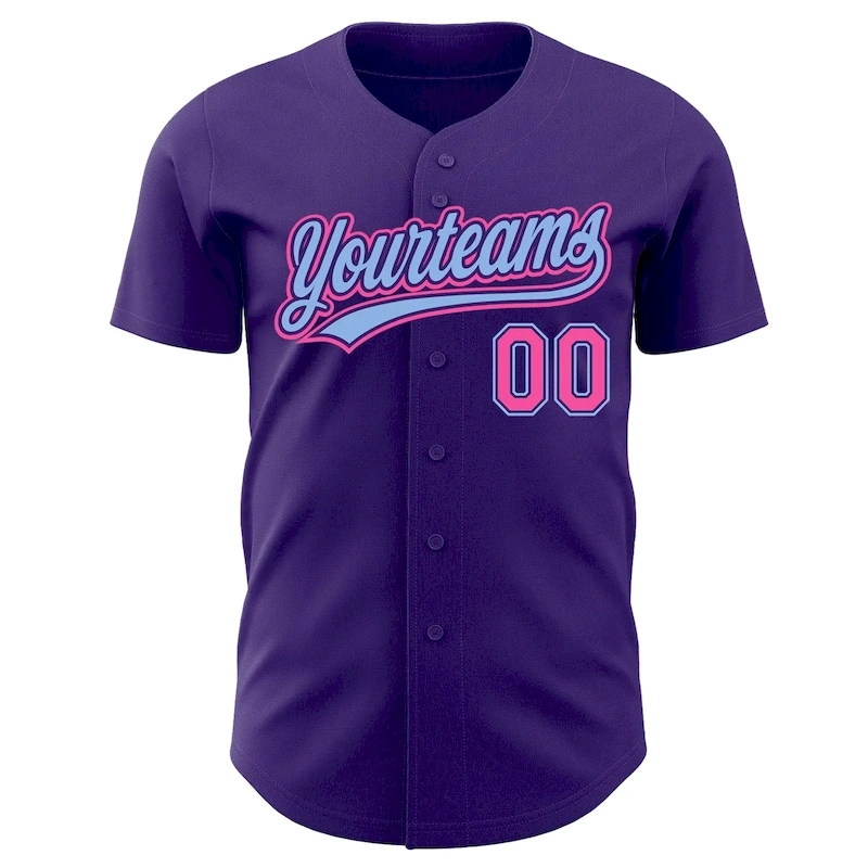 Purple0360-1.webp Custom Purple Pink-Light Blue Authentic Baseball Jersey - Image 2