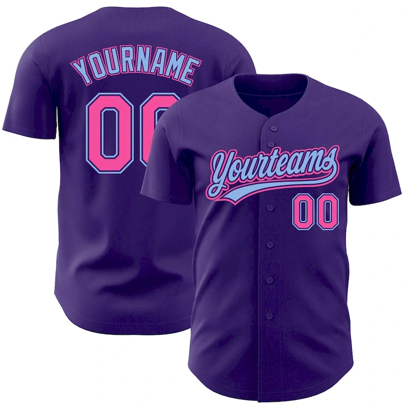 Purple0360.webp Custom Purple Pink-Light Blue Authentic Baseball Jersey - Image 1