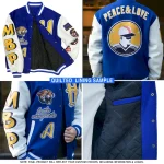 Custom Orange Royal-White Bomber Full-Snap Varsity Letterman Jacket - Image 3