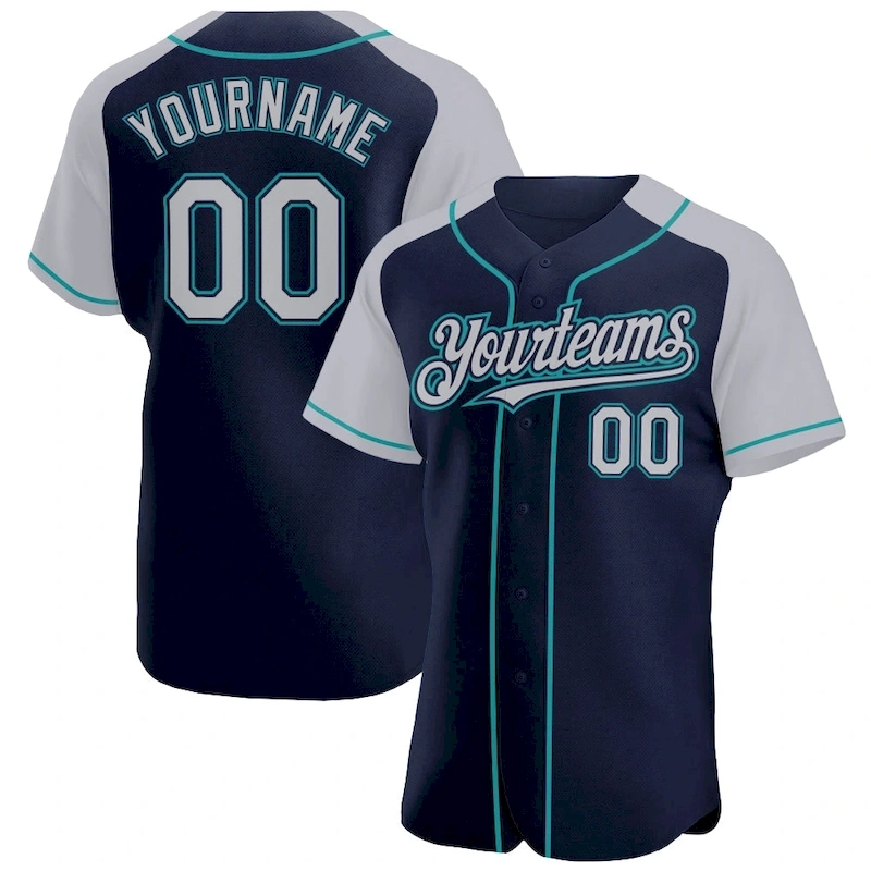 RaglanSleeves0317_9b7b9596-6526-47ee-9ca1-de6d14601ac9.webp Custom Navy Gray-Teal Authentic Raglan Sleeves Baseball Jersey - Image 1
