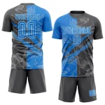 Custom Graffiti Pattern Powder Blue-Steel Gray Scratch Sublimation Soccer Uniform Jersey - Image 2