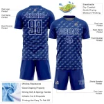 Custom Royal White Geometric Shape Sublimation Soccer Uniform Jersey - Image 4