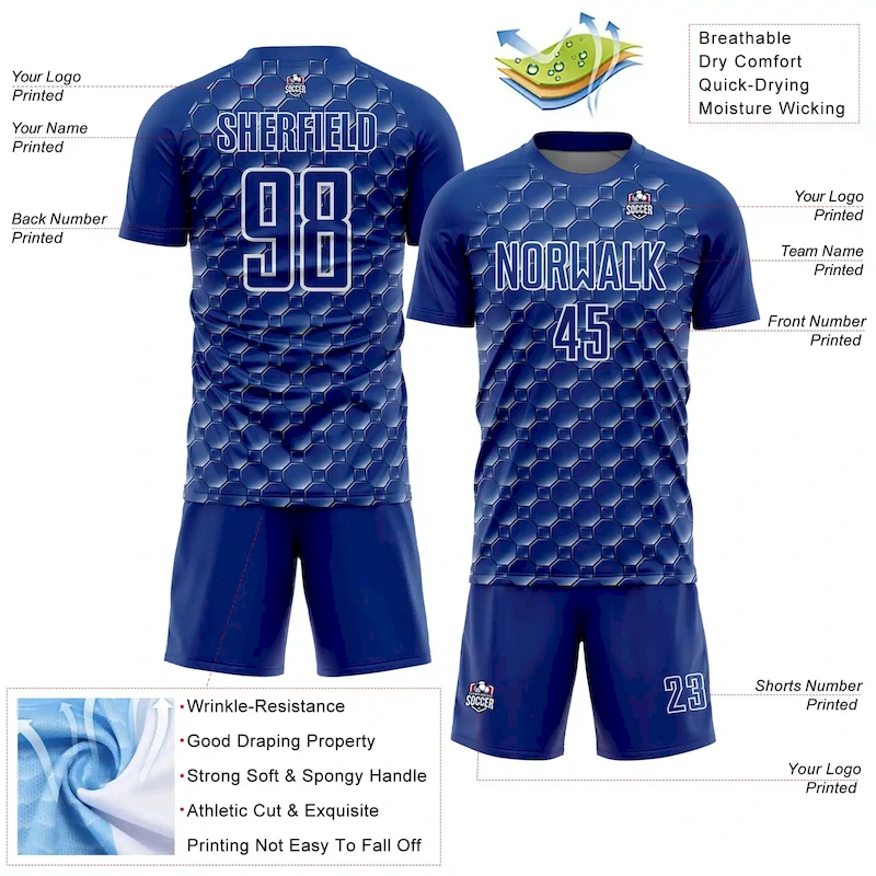 Soccer2802-3.webp Custom Royal White Geometric Shape Sublimation Soccer Uniform Jersey - Image 4