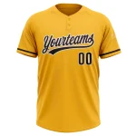 Custom Gold Brown-White Two-Button Unisex Softball Jersey - Image 2