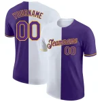 Custom Purple White-Yellow Split Fashion Performance T-Shirt