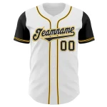 Custom White Black-Gold Authentic Two Tone Baseball Jersey - Image 2