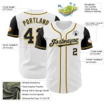 Custom White Black-Gold Authentic Two Tone Baseball Jersey - Image 3