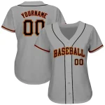 Custom Gray Black-Orange Authentic Baseball Jersey - Image 2