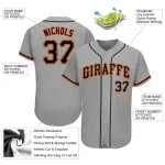 Custom Gray Black-Orange Authentic Baseball Jersey - Image 3