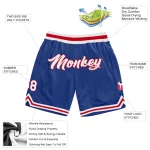 Custom Royal White-Red Authentic Throwback Basketball Shorts - Image 2