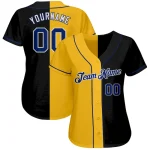 Custom Black Royal-Yellow Authentic Split Fashion Baseball Jersey - Image 2