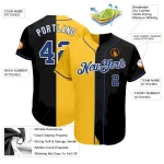 Custom Black Royal-Yellow Authentic Split Fashion Baseball Jersey - Image 3