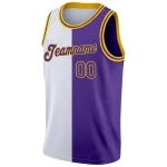 Custom White Purple-Gold Authentic Split Fashion Basketball Jersey - Image 5