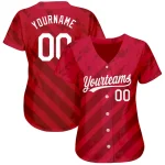 Custom Red White 3D Pattern Design Authentic Baseball Jersey - Image 2