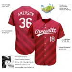 Custom Red White 3D Pattern Design Authentic Baseball Jersey - Image 3
