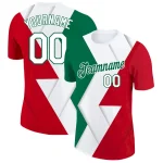 Custom Red White-Kelly Green 3D Mexico Performance T-Shirt
