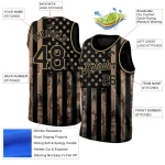 Custom Camo Black-Old Gold 3D American Flag Fashion Authentic Salute To Service Basketball Jersey - Image 2