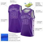 Custom Purple White Side Panel Abstract Lines Authentic City Edition Basketball Jersey - Image 2