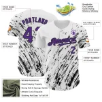 Custom White Purple-Black 3D Pattern Design Abstract Splash Authentic Baseball Jersey - Image 3