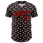 Custom Black Red 3D Pattern Design Gothic Style Devil Heart Authentic Baseball Jersey - Image 2
