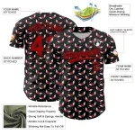 Custom Black Red 3D Pattern Design Gothic Style Devil Heart Authentic Baseball Jersey - Image 3