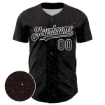 Custom Black White 3D Pattern Design Starry Sky Authentic Baseball Jersey - Image 2