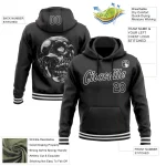 Custom Stitched Black White 3D Halloween Sports Pullover Sweatshirt Hoodie - Image 2
