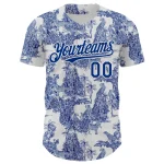 Custom White Royal 3D Hawaii Tropical Jungle Leopard Authentic Baseball Jersey - Image 2