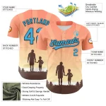 Custom Medium Pink Sky Blue-Black 3D Pattern Design Father's Day Family Love Authentic Baseball Jersey - Image 3