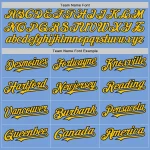 Custom Light Blue Yellow-Black 3 Colors Arm Shapes Authentic Baseball Jersey - Image 5