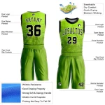 Custom Neon Green Black-White Round Neck Sublimation Basketball Suit Jersey - Image 2