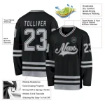 Custom Black Gray Hockey Jersey - Image 3
