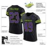 Custom Black Purple-Neon Green Mesh Authentic Football Jersey - Image 2