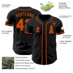 Custom Black Orange Authentic Baseball Jersey - Image 2