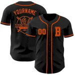Custom Black Orange Authentic Baseball Jersey - Image 5