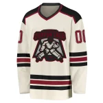 Custom Cream Crimson-Black Hockey Jersey - Image 2